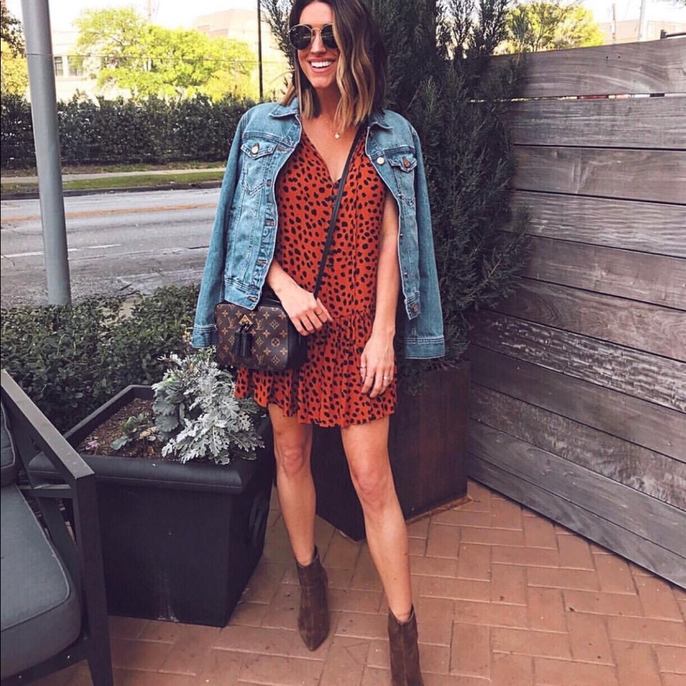 French Connection Drop Waist Dress Animal Print 6